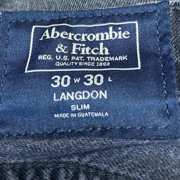 Abercrombie & Fitch Langdon Men's Black Distressed Straight Denim Jeans Size 30 - Picture 4 of 5